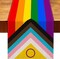 Intersex Inclusive Progress Pride Table Runner – 13x72 Inches June Pride Month LGBTQ+ Party Decoration – Faux Linen Burlap Farmhouse Home Dining Room & Kitchen Table Decor (Fits 4-6 Seats)